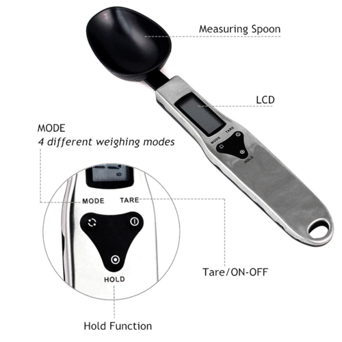 Digital Measuring Spoon Scale – Electronic Kitchen Scale with LCD Display, 0.1g–500g
