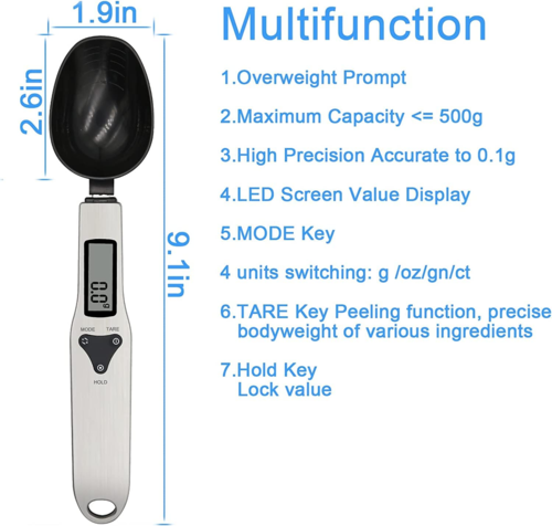 Digital Measuring Spoon Scale – Electronic Kitchen Scale with LCD Display, 0.1g–500g